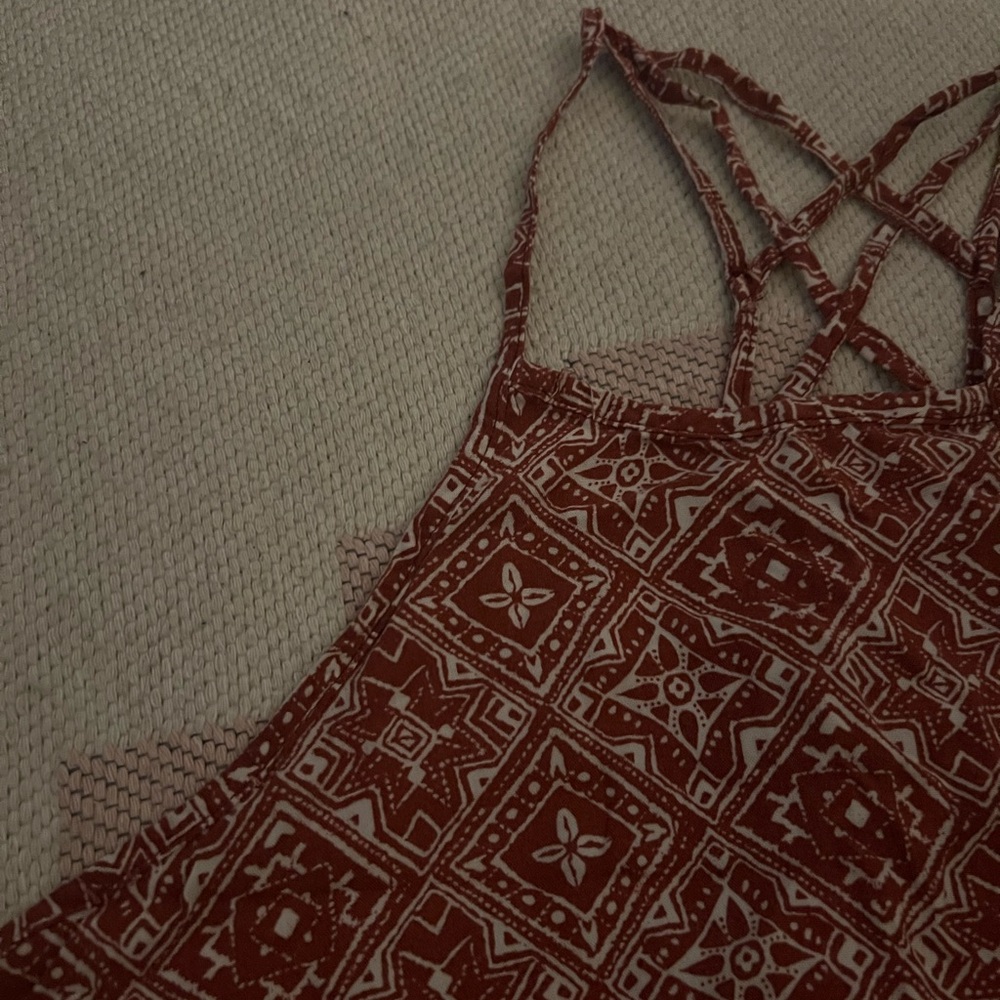 Hollister Red White Aztec Print Pattern Racerback… - image 2